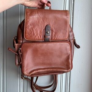 Vintage Aurielle Brown Leather Backpack Purse